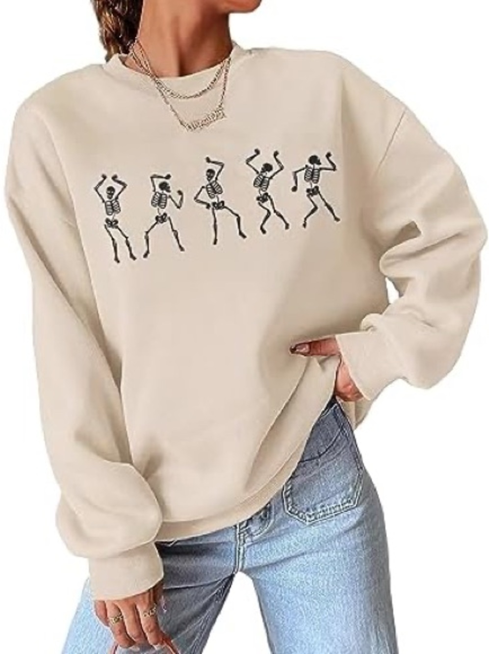 Dancing Skeleton Crewneck Sweatshirt (M) - Picture 1 of 11